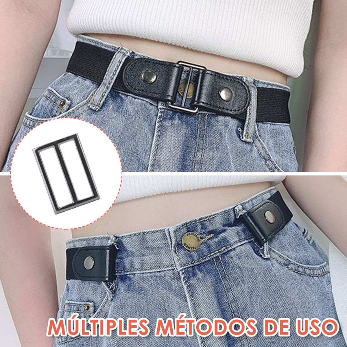 SLOWTON - Cinturón Elástico Pack De 4 Uds Sin Hebilla Unisexo