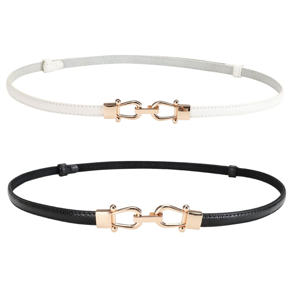 LUKOVEE - Pack 2 Cinturón De Cuero Mujer Ajustable Hebilla Metálico