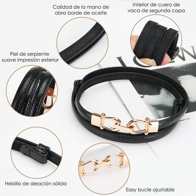 Imagen 2 del producto Pack 2 Cinturón De Cuero Mujer Ajustable Hebilla Metálico