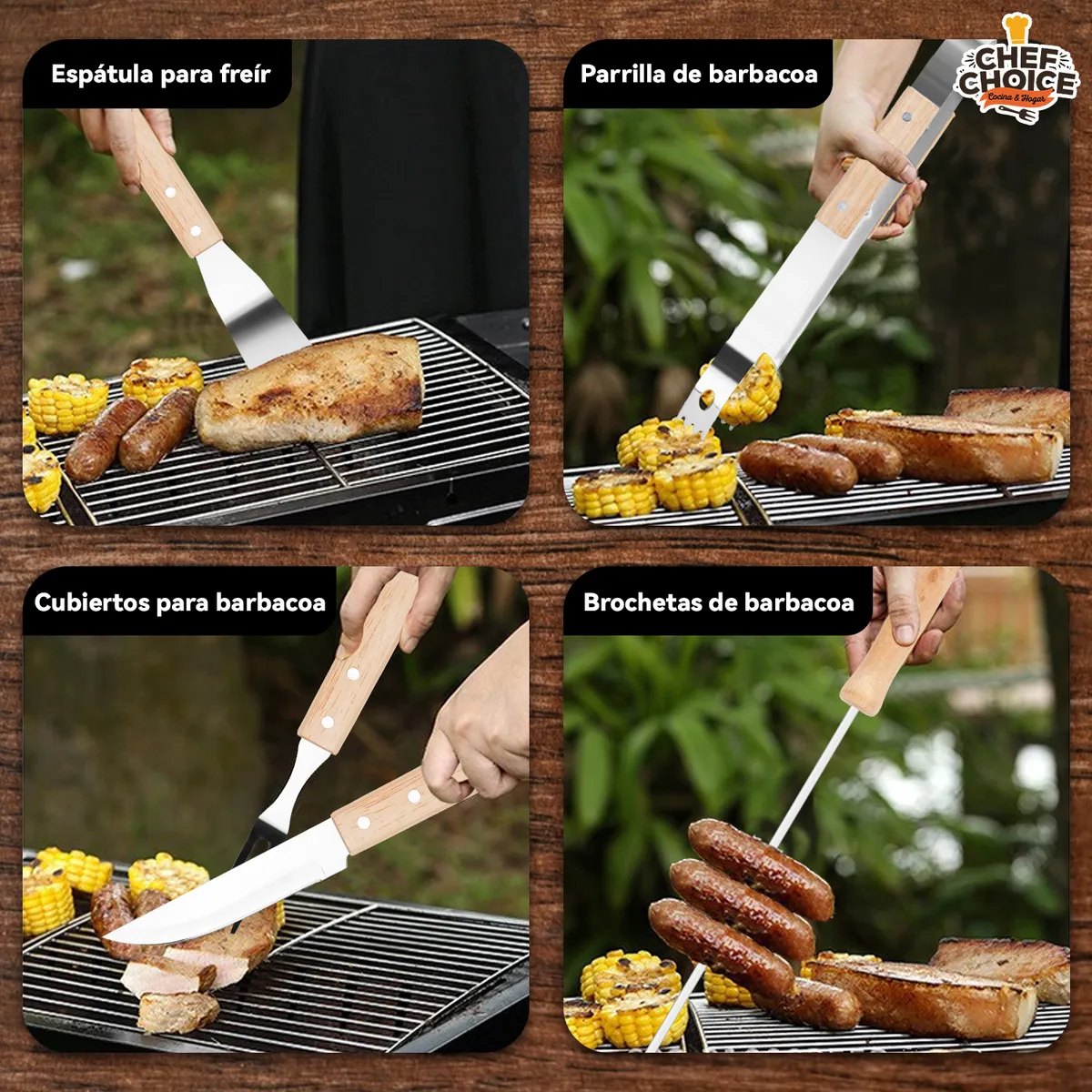 CHEFCHOICE - Set Parrilla 11 Piezas Kit Parrillero Completo Chef Choice