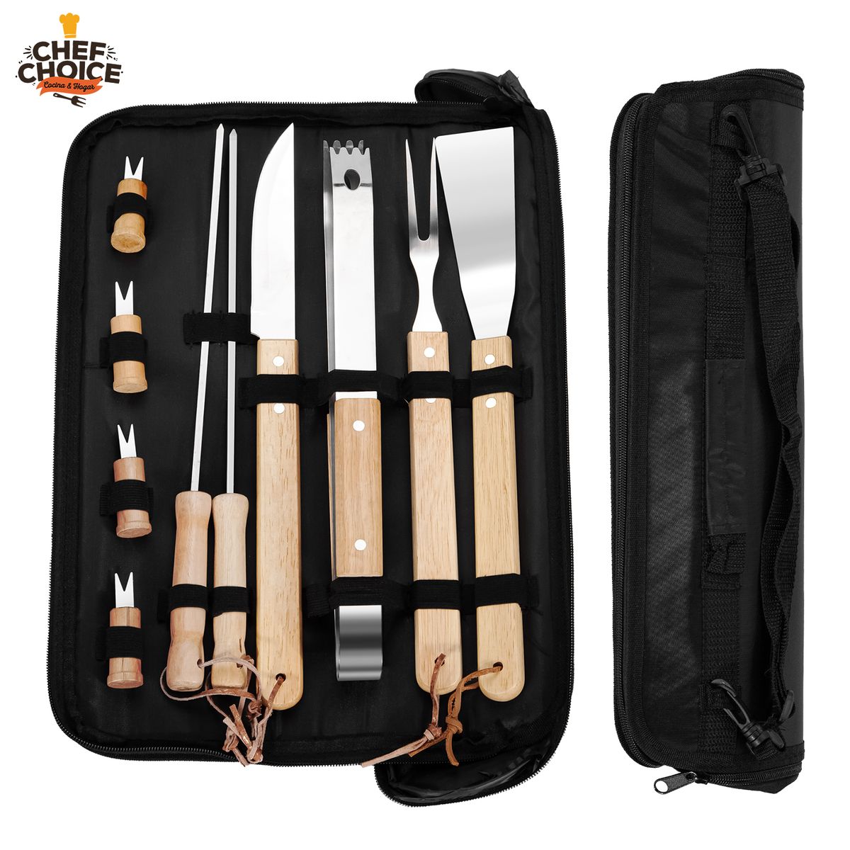 CHEFCHOICE - Set Parrilla 11 Piezas Kit Parrillero Completo Chef Choice