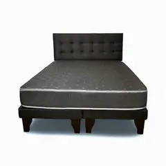 ESPUMIX - Cama Europea New Basic Black 2 Plazas + Respaldo punto