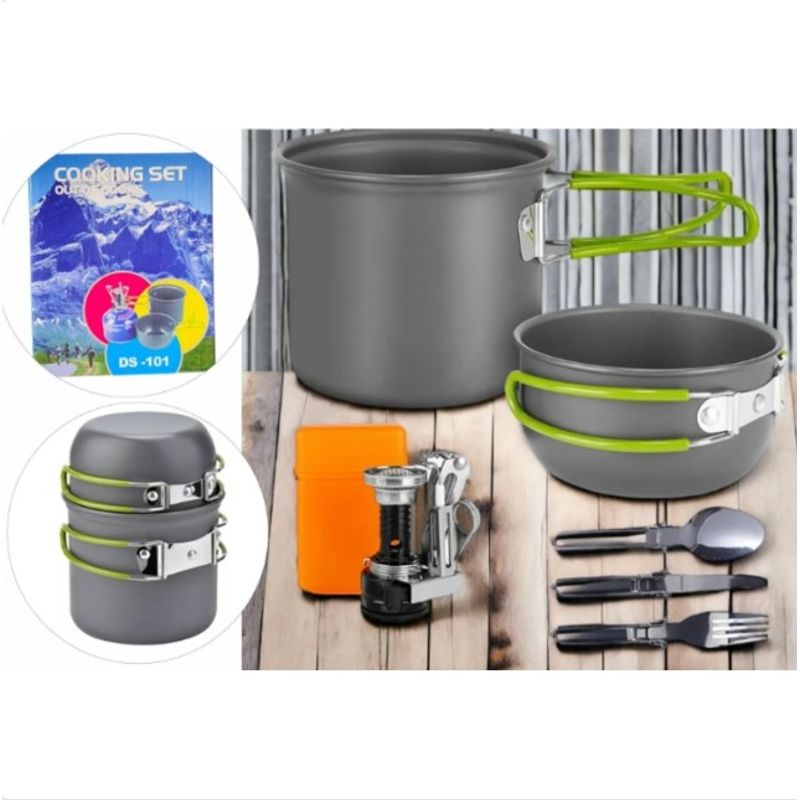 GENERICO - Set Ollas Kit Camping 5 Piezas Ultraligero