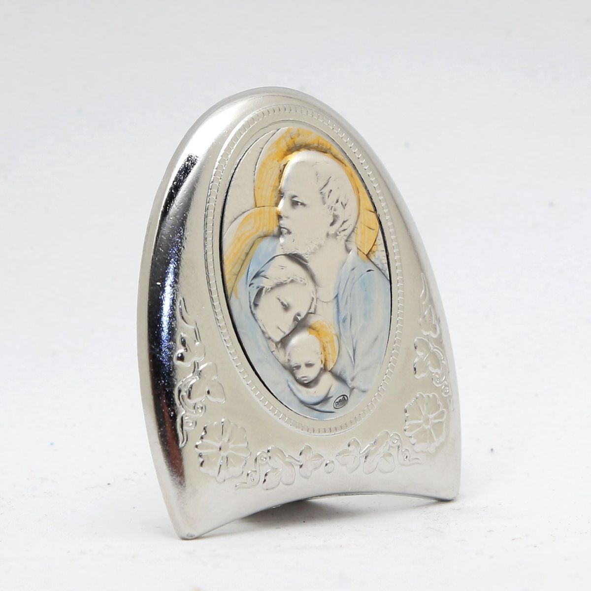 GENERICO - Cuadro Italiano De La  Sagrada Familia, laminado en plata.