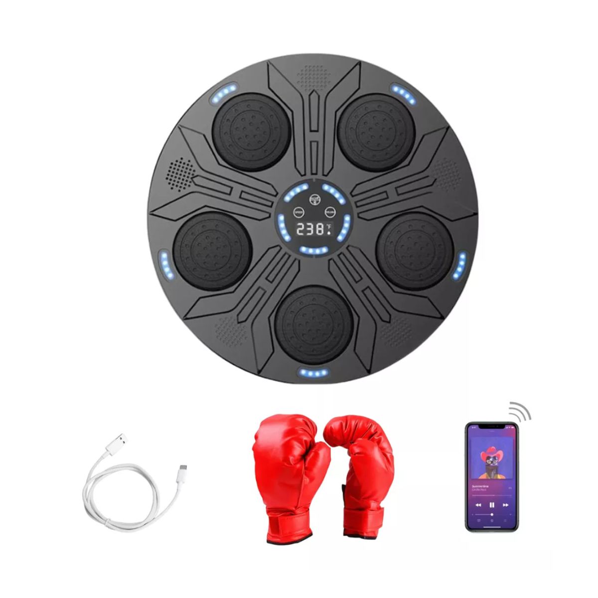 GENERICO - Maquina De Boxeo Musical Bluetooth + Guantes Adultos Y Niños