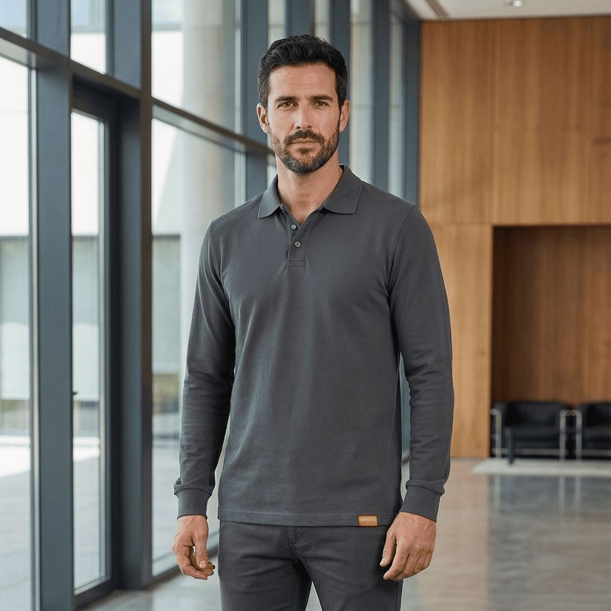 T-WORLD - Polera Hombre Piqué Manga Larga Premium 60-40 Para Bordar