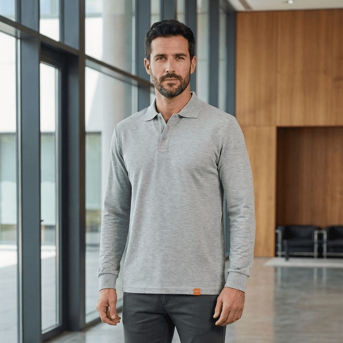 T-WORLD - Polera Hombre Piqué Manga Larga Premium 60-40 Para Bordar