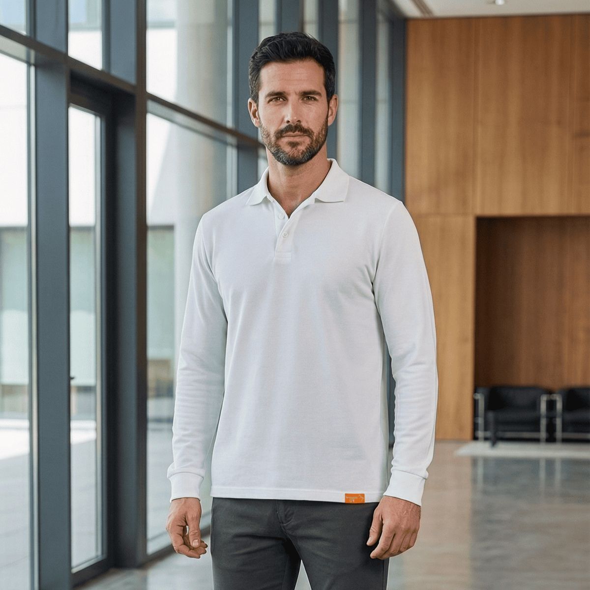 T-WORLD - Polera Hombre Piqué Manga Larga Premium 60-40 Para Bordar