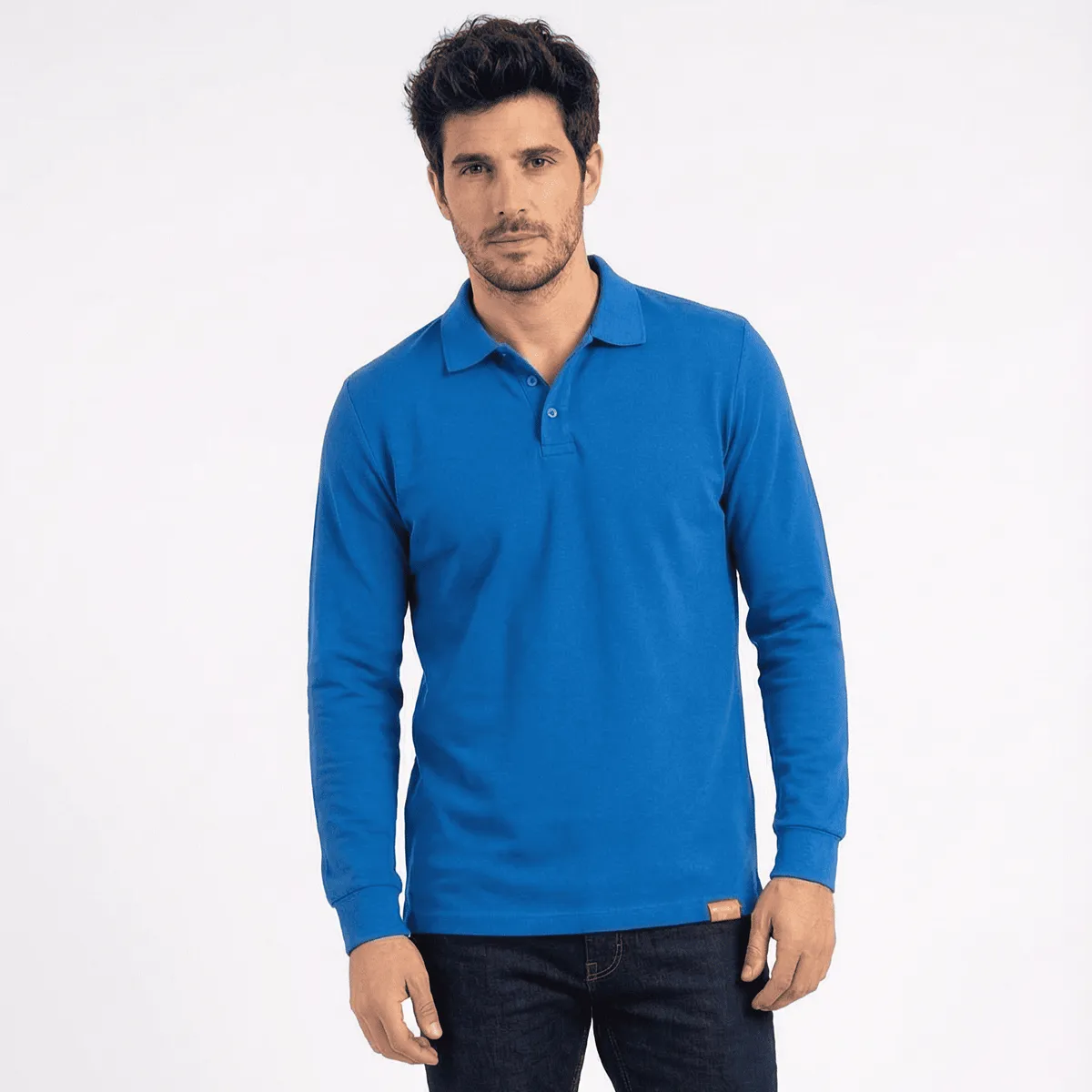 T-WORLD - Polera Hombre Piqué Manga Larga Premium 60-40 Para Bordar