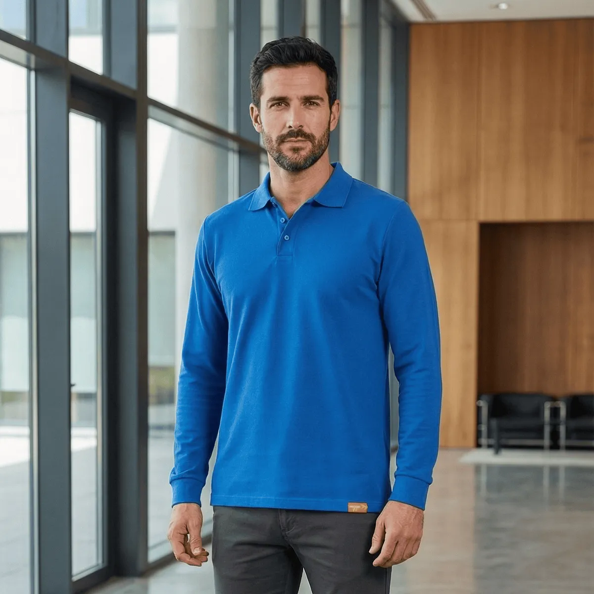 T-WORLD - Polera Hombre Piqué Manga Larga Premium 60-40 Para Bordar