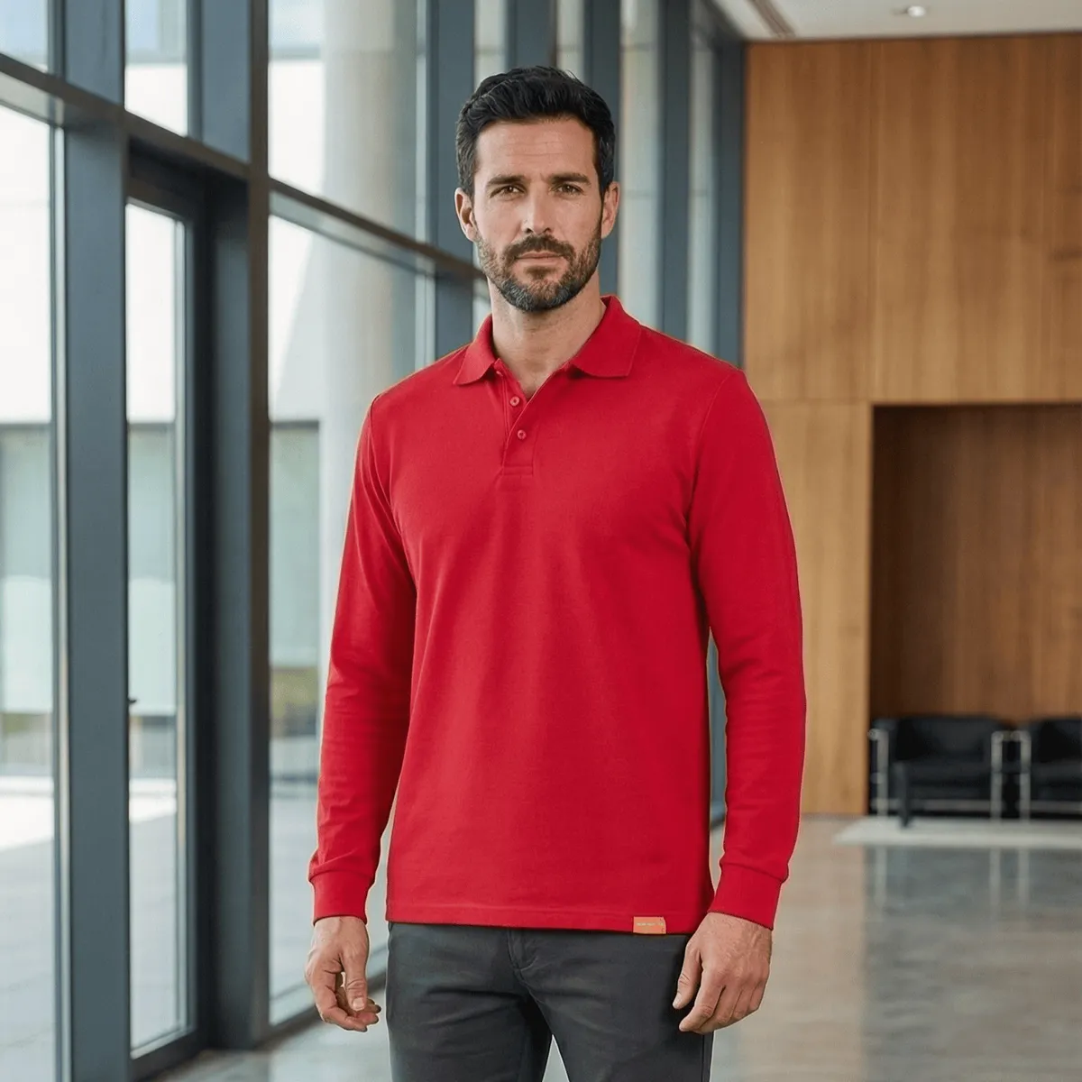 T-WORLD - Polera Hombre Piqué Manga Larga Premium 60-40 Para Bordar