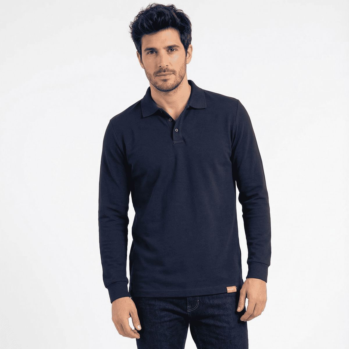 T-WORLD - Polera Hombre Piqué Manga Larga Premium Ideal Para Bordar
