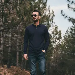 T-WORLD - Polera Hombre Piqué Manga Larga Premium 60-40 Para Bordar