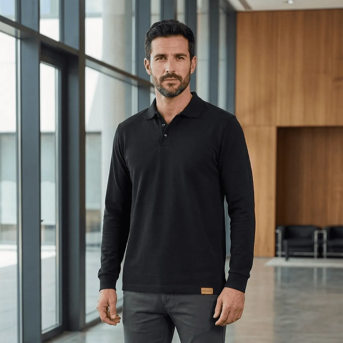 T-WORLD - Polera Hombre Piqué Manga Larga Premium 60-40 Para Bordar