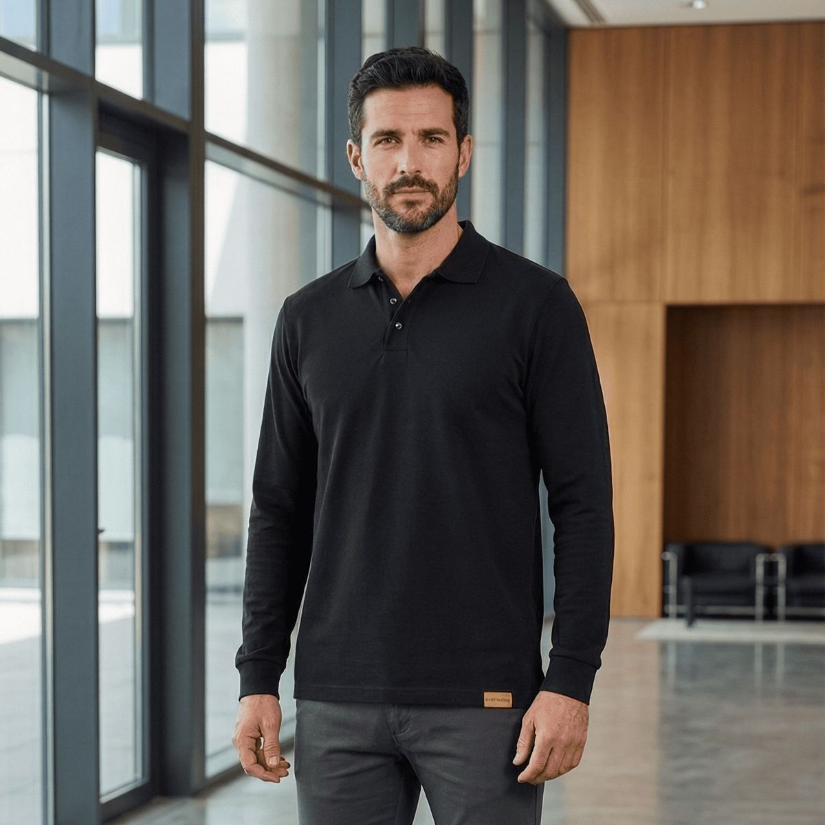 T-WORLD - Polera Hombre Piqué Manga Larga Premium 60-40 Para Bordar