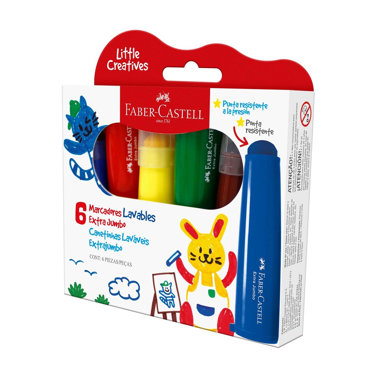 FABER-CASTELL - Marcador Extra Jumbo Faber-Castell Little Creatives x6 Color