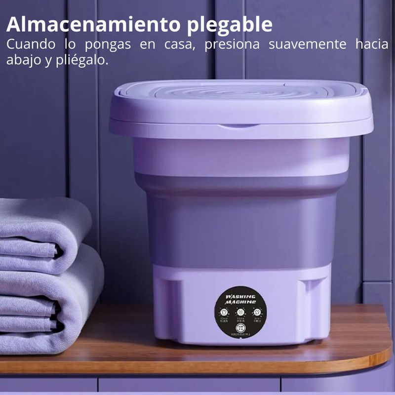 UTILISIMO - Mini Lavadora Portátil Plegable 6L De Cubo Pequeño Morado
