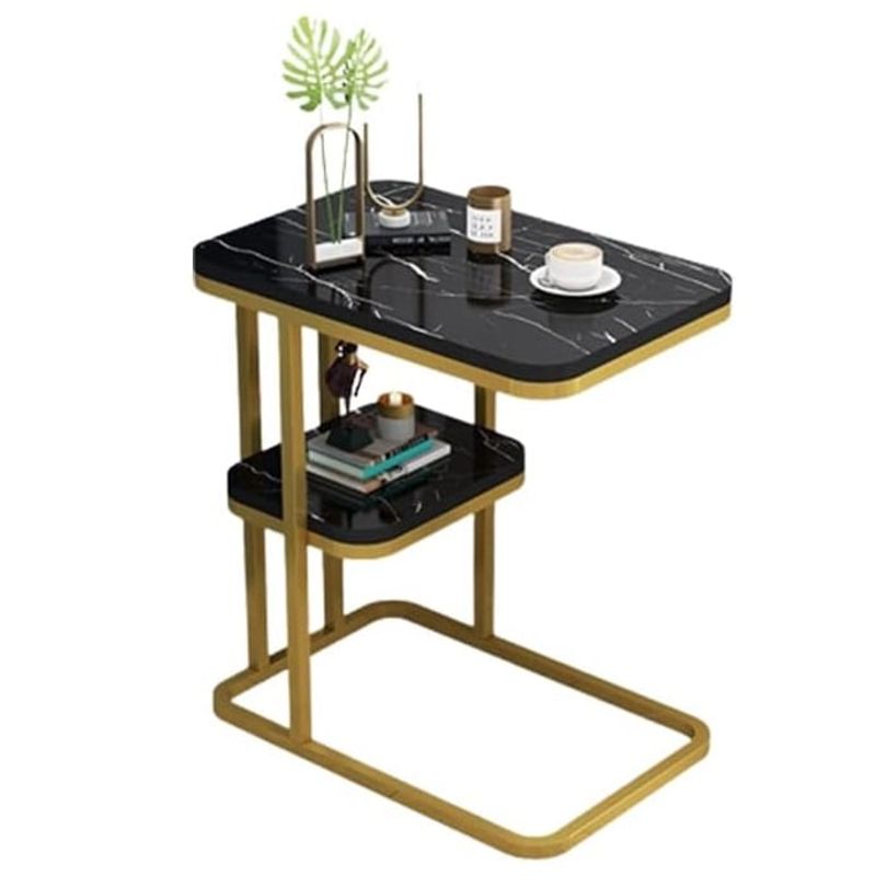 GENERICO - Mesa Auxiliar Rectangular Estilo Moderno 4 Patas Negro
