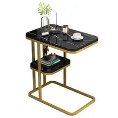 GENERICO - Mesa Auxiliar Rectangular Estilo Moderno 4 Patas Negro