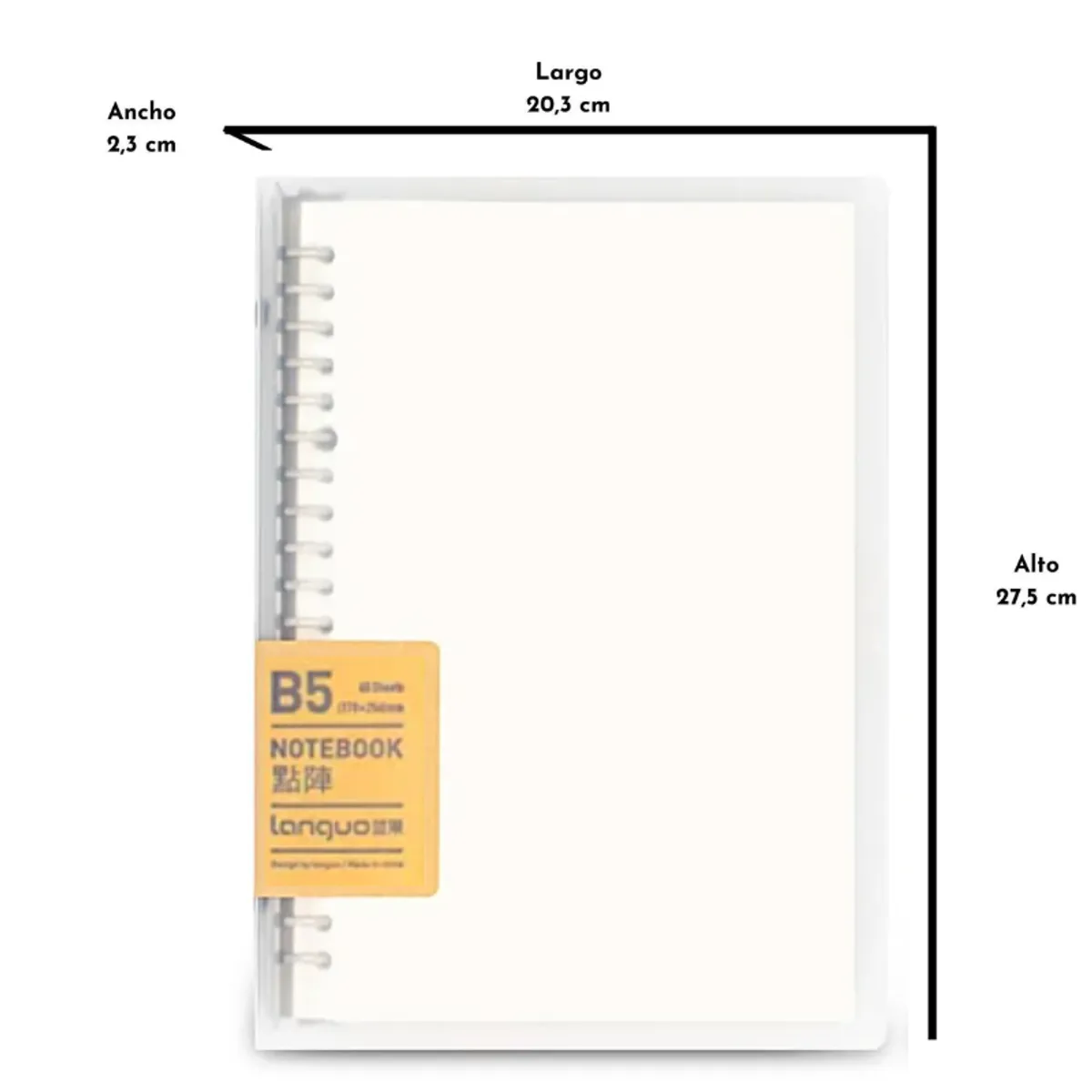 LANGUO - Libreta Anillada Blanca B5 Sistema Refill Languo