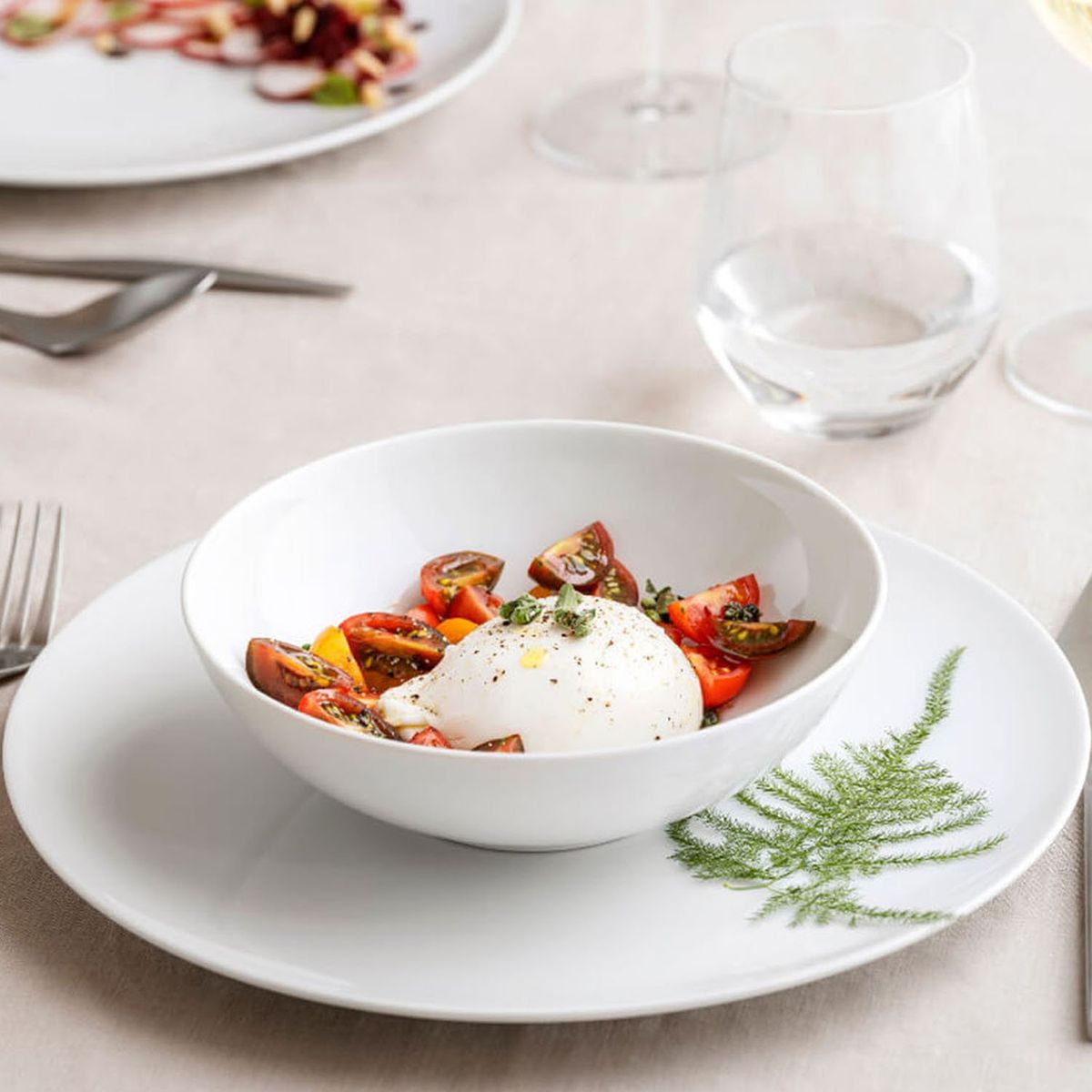 COSTA VERDE - Plato porcelana blanca Hondo Coupe 24 cm Set 6 pcs