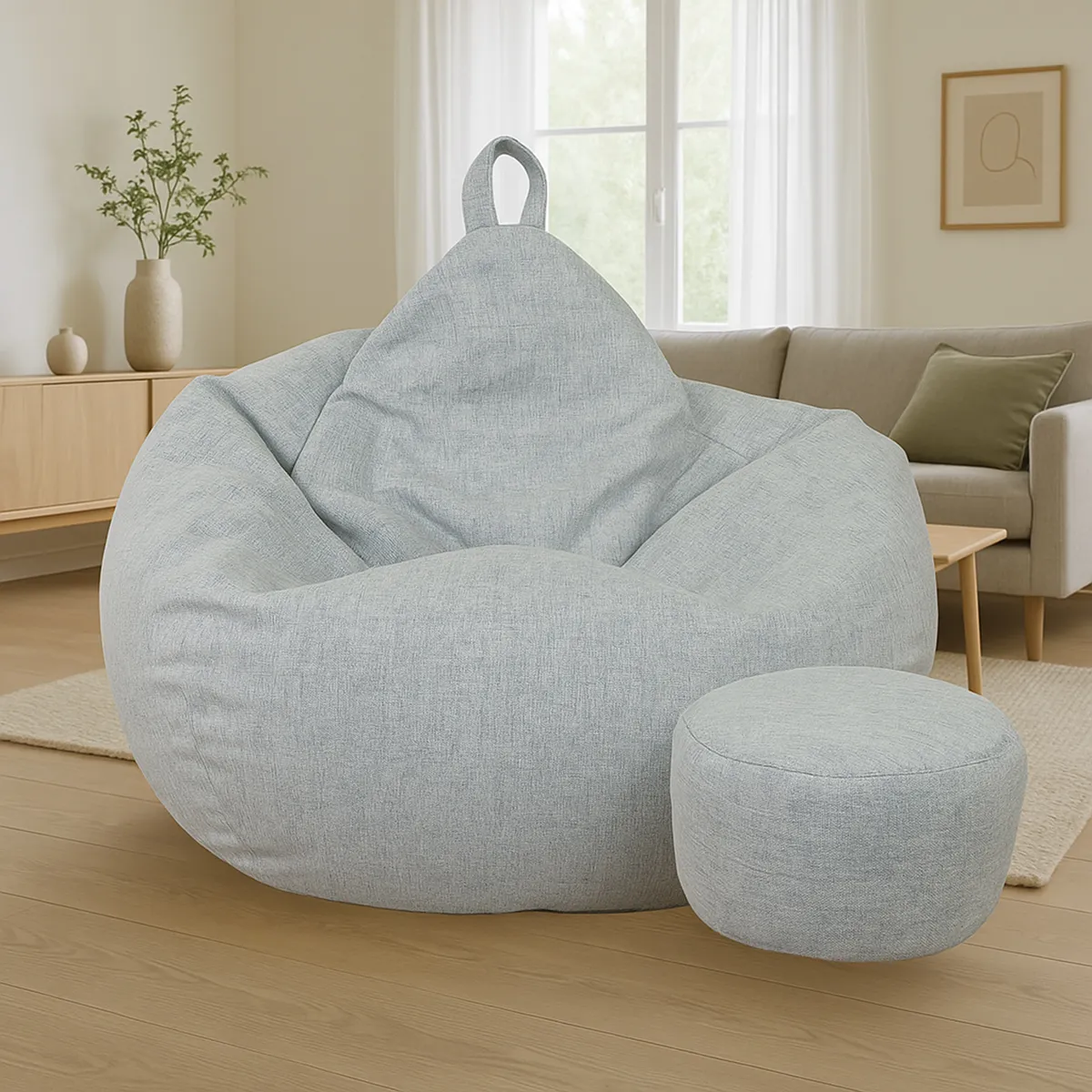 JOYTEK - Puff Pera de Lino talla XL 120x80 GRIS CLARO