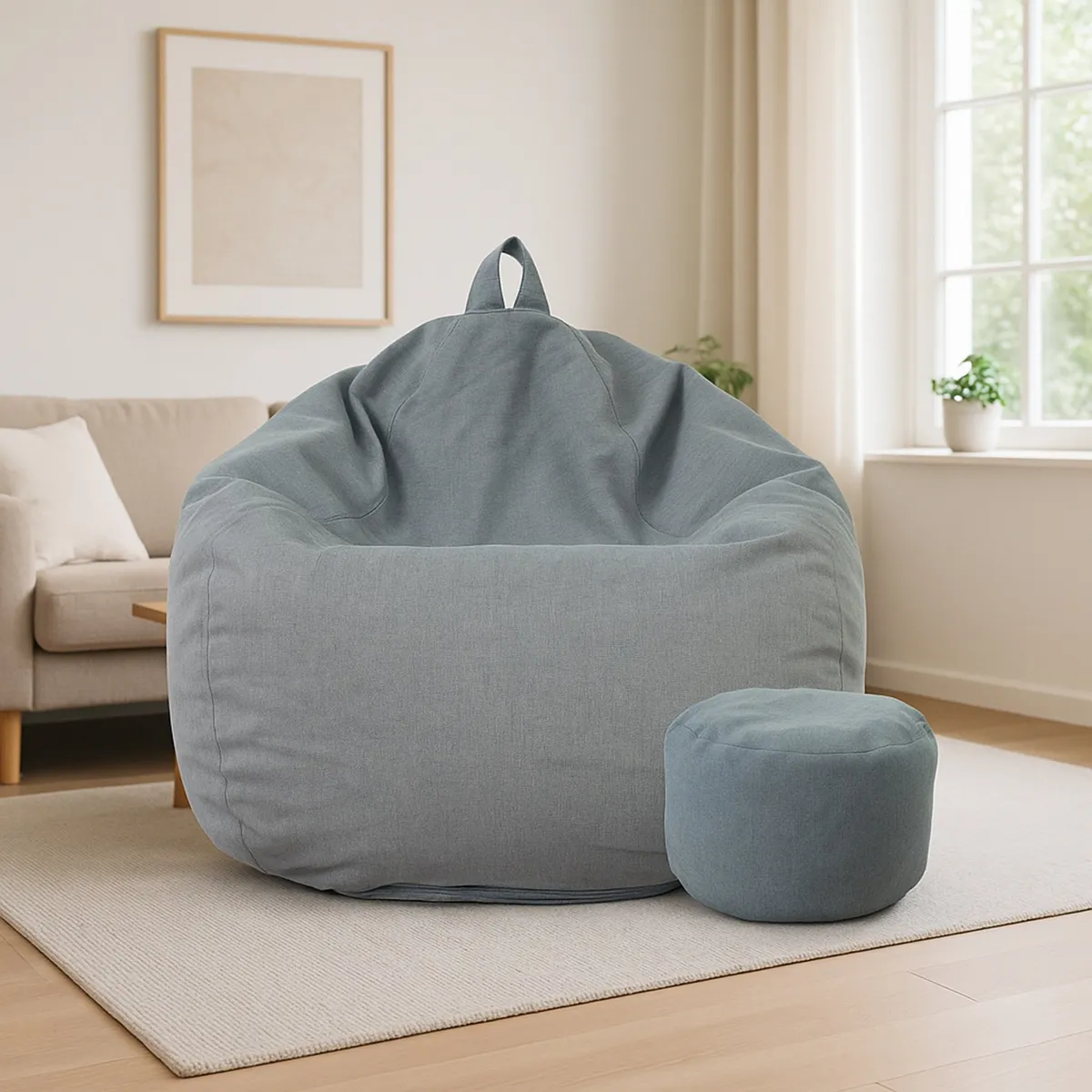 JOYTEK - Puff Pera de Lino talla XL 120x80 GRIS OSCURO