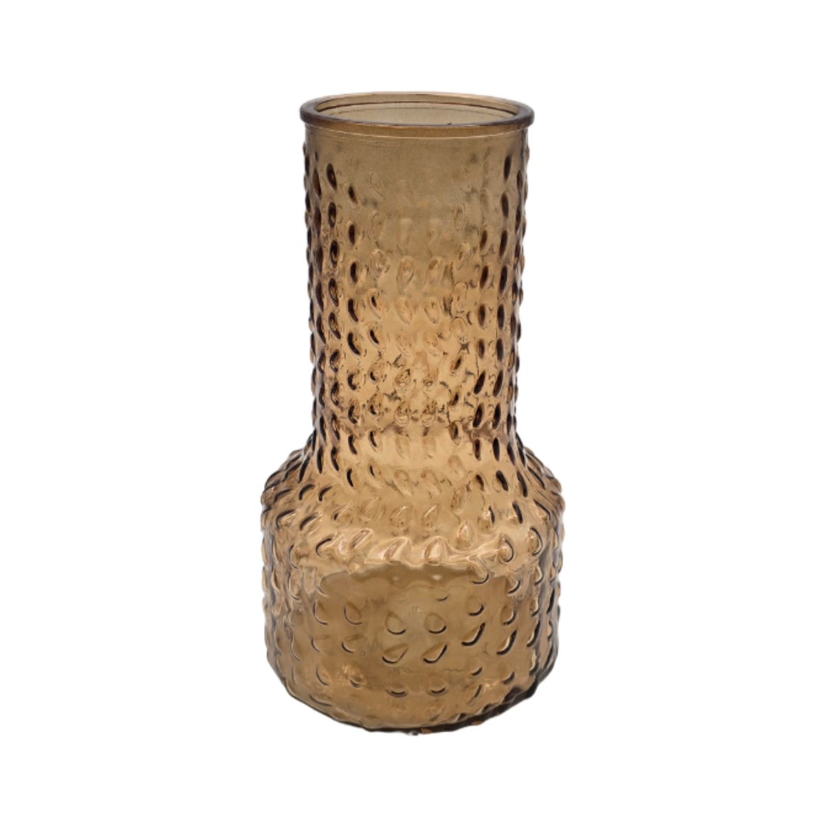 GENERICO - Florero Decorativo De Vidrio Con Diseño Base Ancha Café 25