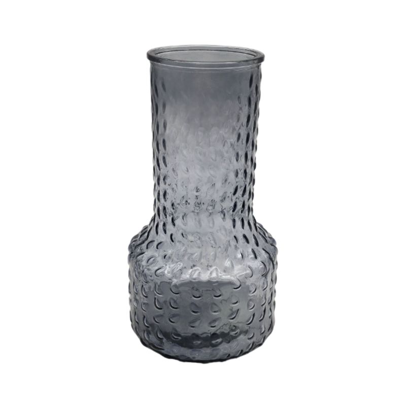 GENERICO - Florero Decorativo De Vidrio Con Diseño Base Ancha Gris 25.