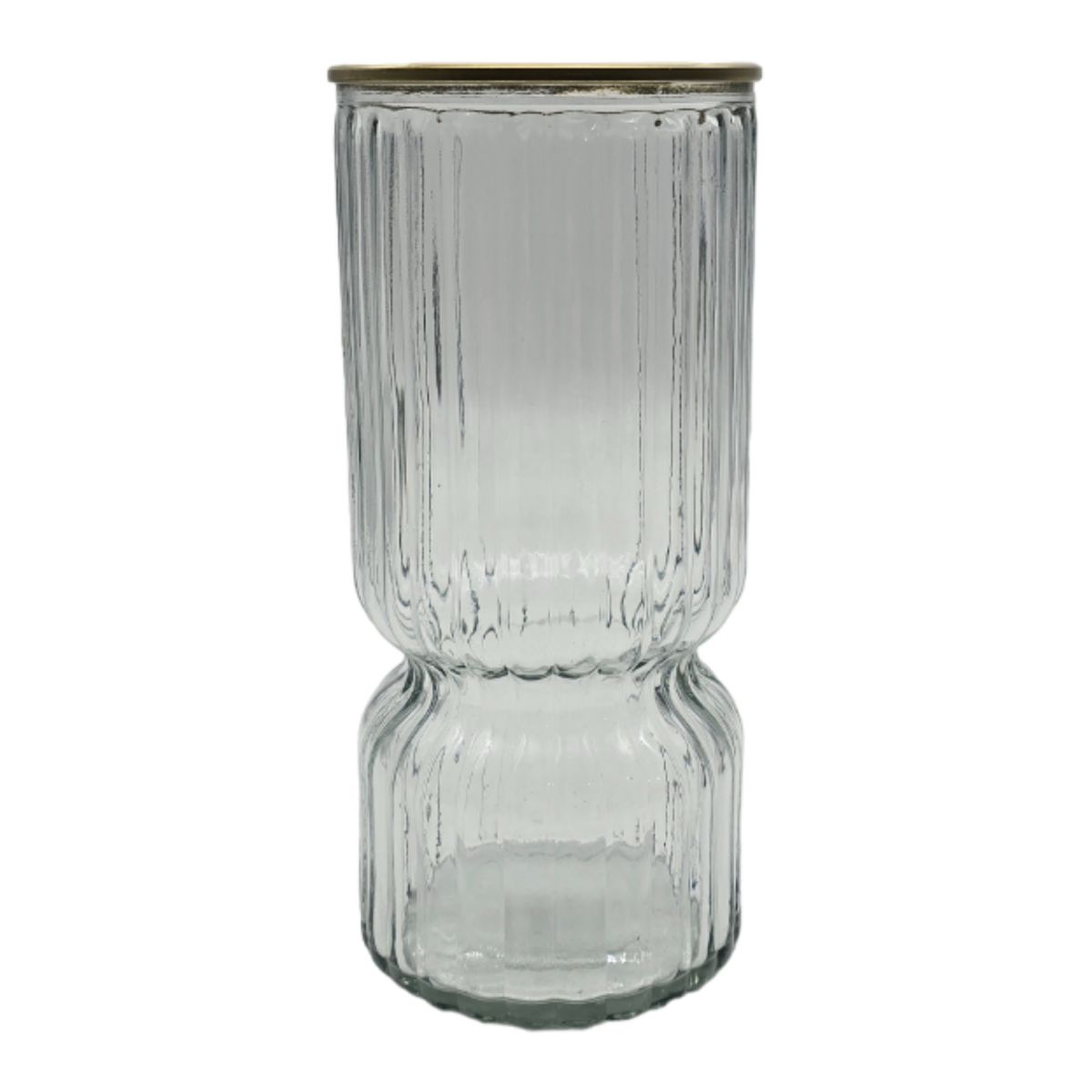 GENERICO - Florero Decorativo De Vidrio Con Diseño Borde Dorado