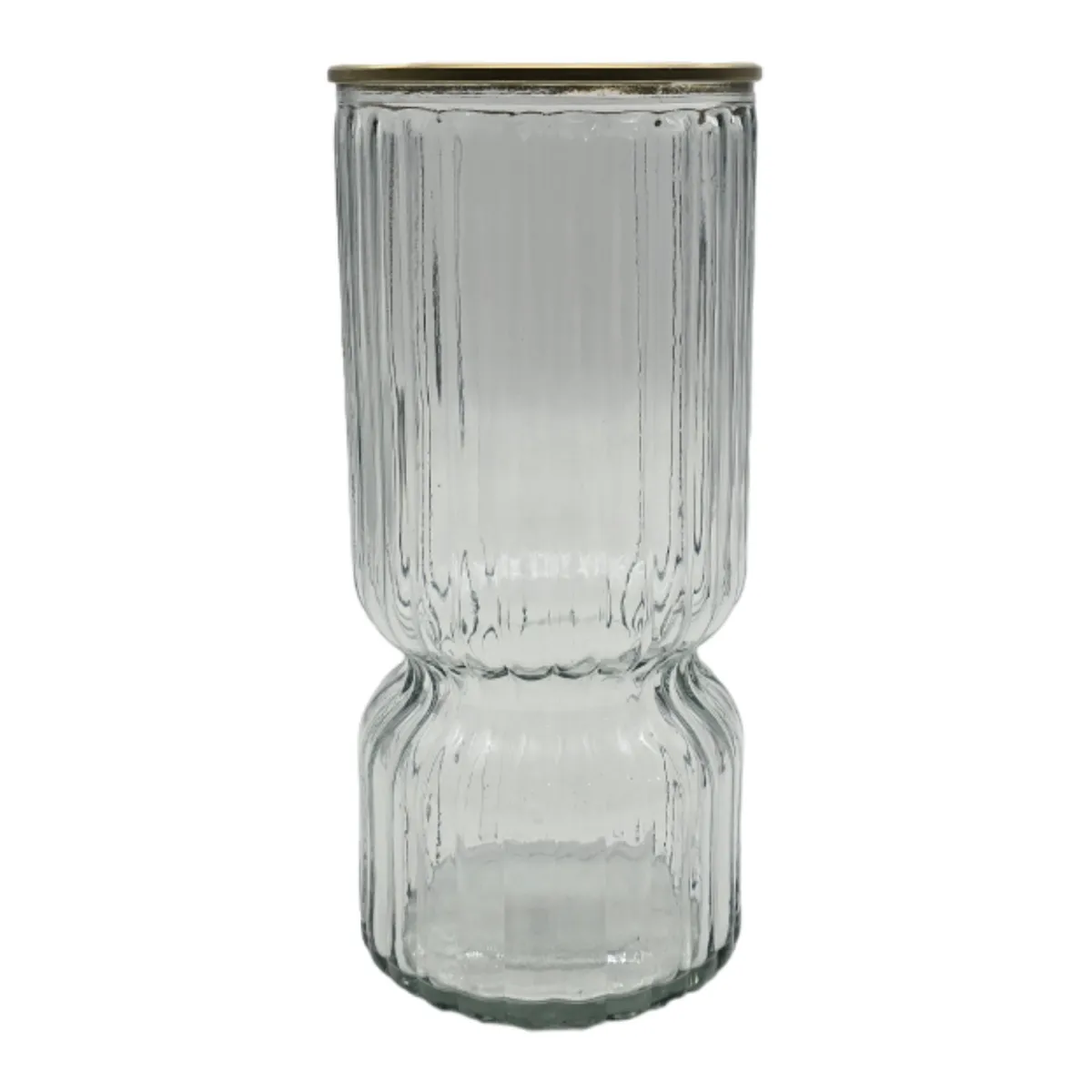 GENERICO - Florero Decorativo De Vidrio Con Diseño Borde Dorado