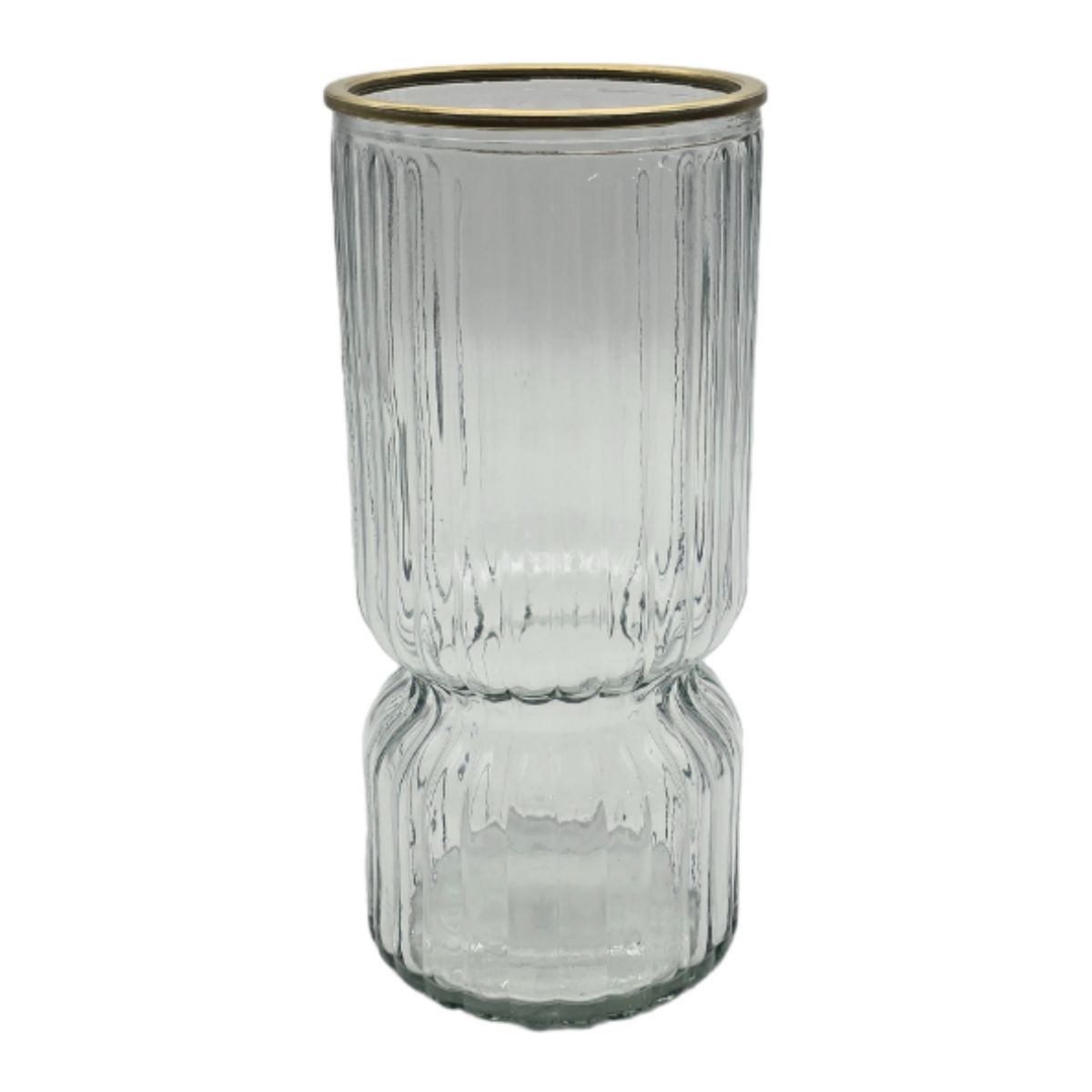 GENERICO - Florero Decorativo De Vidrio Con Diseño Borde Dorado