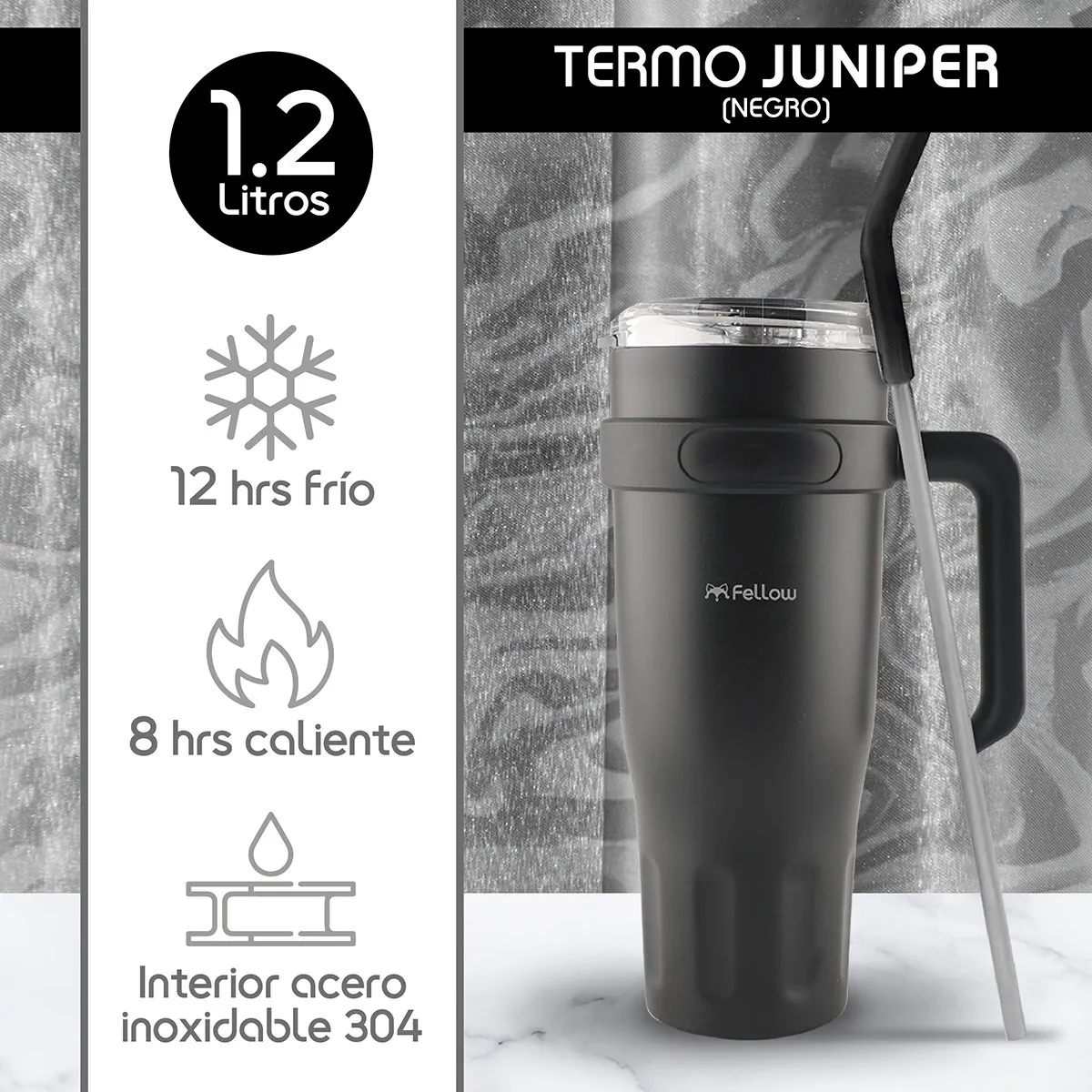 FELLOW - Termo Vaso Mug Térmico Juniper By Fellow 1.2L Acero Inox 304 - Negro