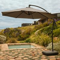 Quitasol Lateral Con Base Gris 300 cm Manivela