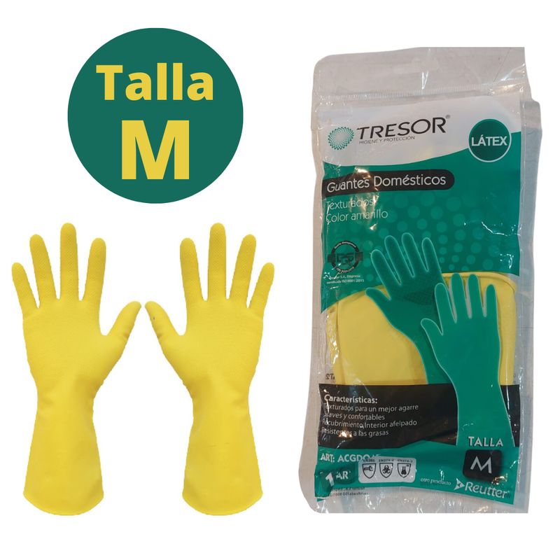 REUTTER - Guante Doméstico Amarillo Tresor Pack 12 Pares - Talla M