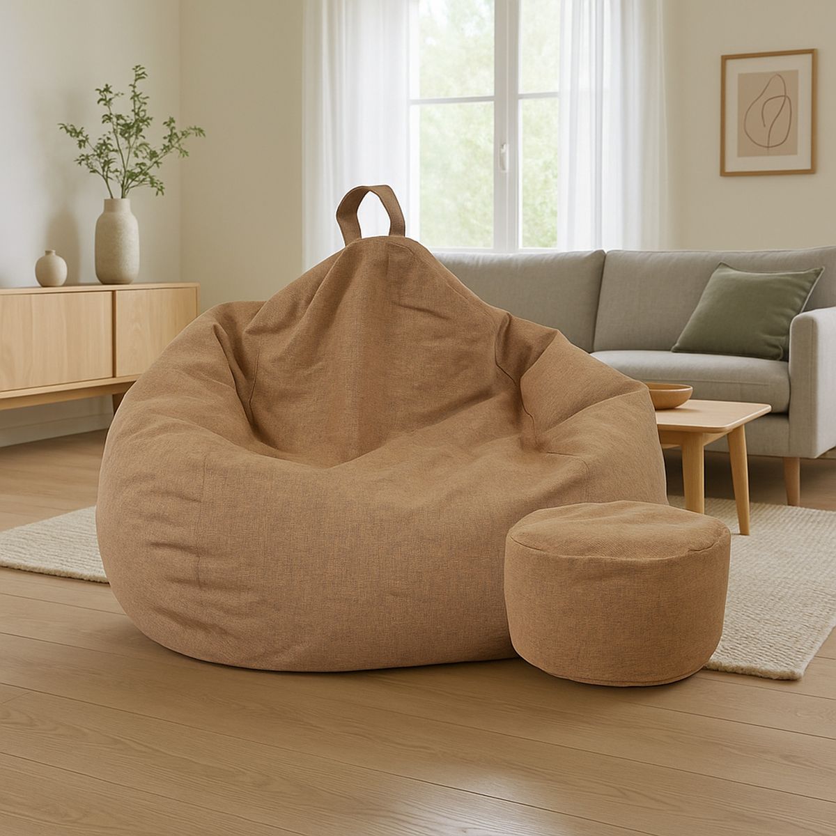 JOYTEK - Puff Pera de Lino talla XL 120x80 Marrón