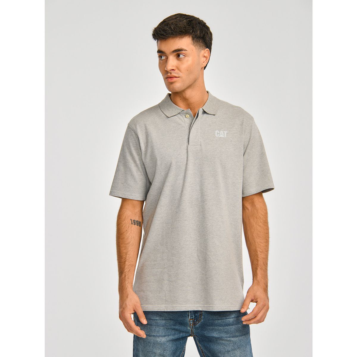 CAT - Polera Polo Hombre Cat Logo Pique Polo Gris CAT