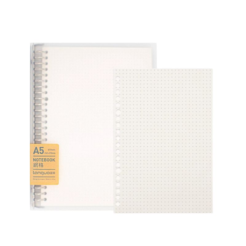 LANGUO - Libreta Anillada A5 Sistema Refill + Pack Hojas Repuesto Diseño de Punto
