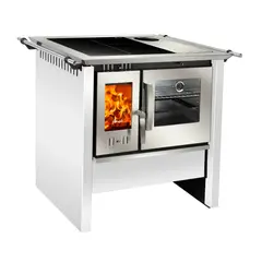 AMESTI - Cocina comb lenta a leña Allegra Vitrox Blanco