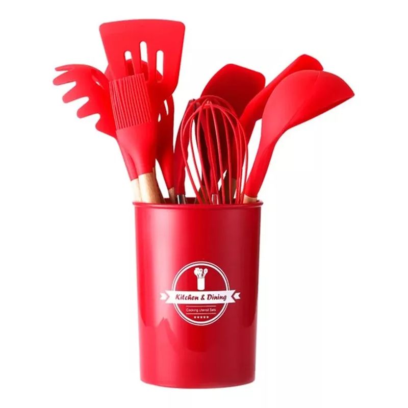 GENERICO - Set X12 Utensillos De Cocina Antiadherentes De Silicona