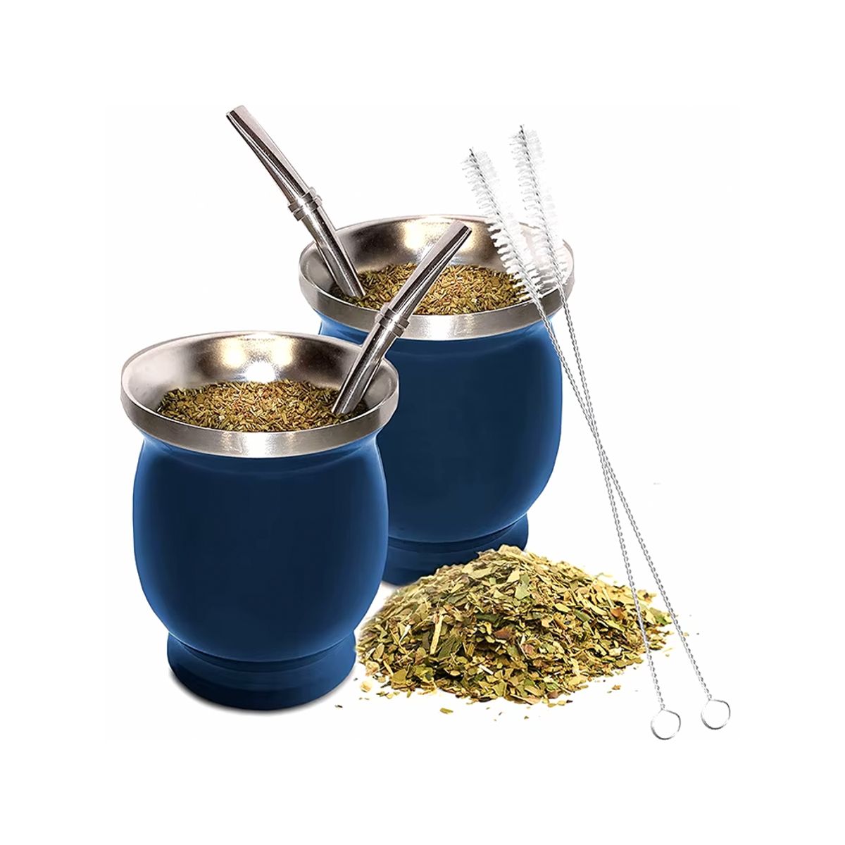 GENERICO - Kit Matero Bombilla Mate Set Matero Acero Inoxidable 250ml azul