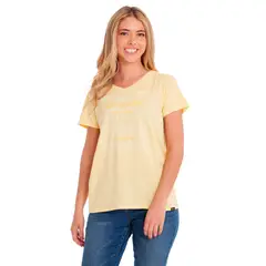 CAT - Polera Manga Corta Mujer W V-Neck Graphic1 Amarillo