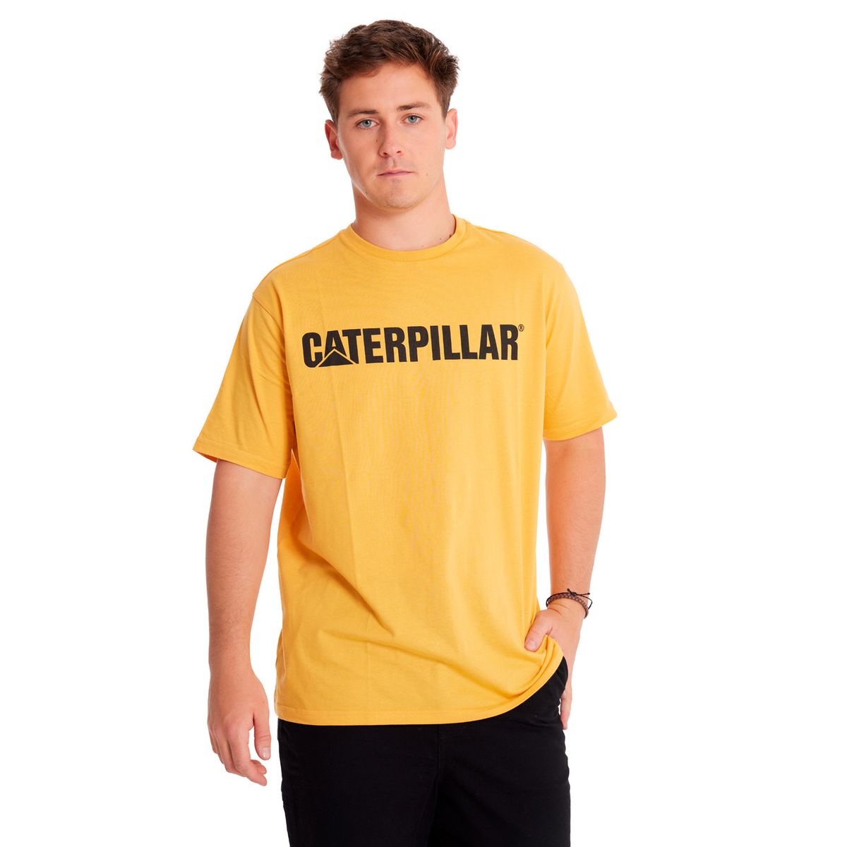 CAT - Polera Manga Corta Hombre Caterpillar LogoAmarillo CAT