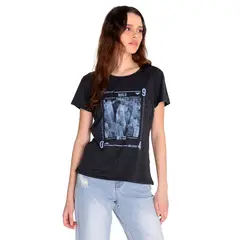 CAT - Polera Manga Corta Mujer Crew Graphic Tee 2 Negro