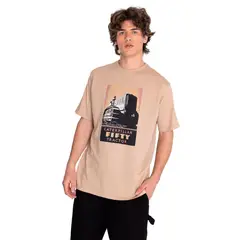 CAT - Polera Manga Corta Hombre Rustic Graph1 Beige/Crudo
