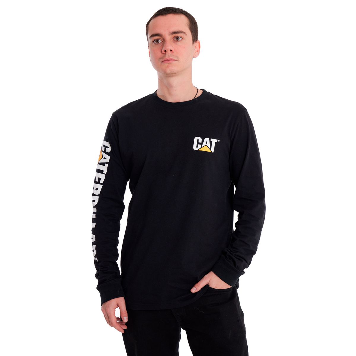 CAT - Polera Casual Trademark Banner Negra CAT