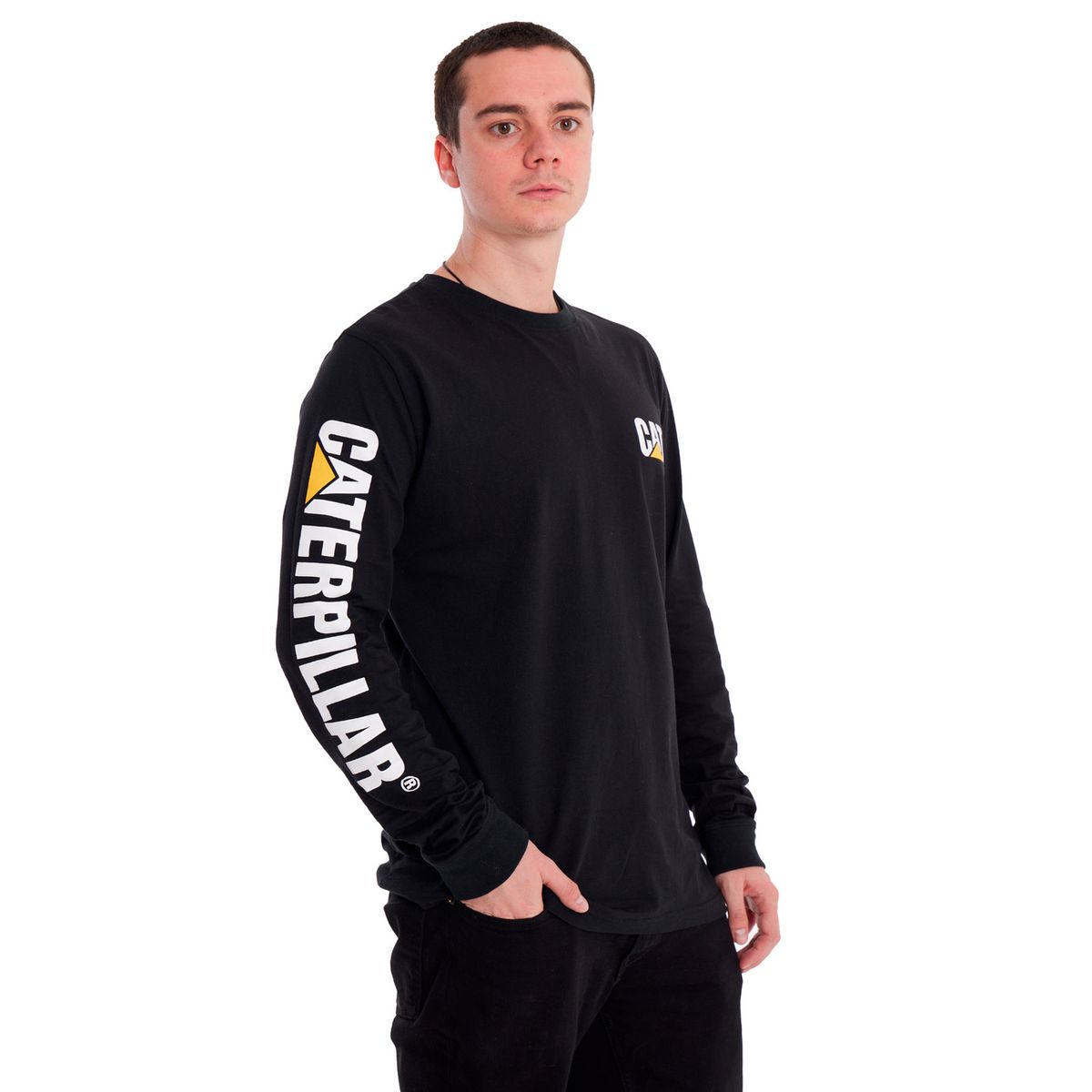 CAT - Polera Casual Trademark Banner Negra CAT