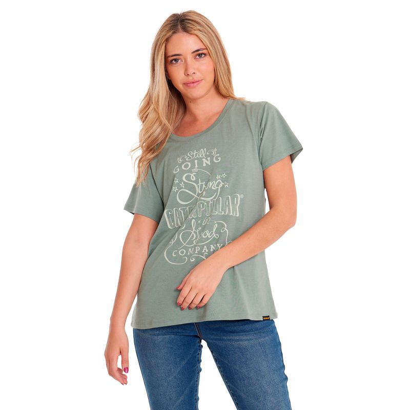 CAT - Polera Manga Corta Mujer Crew Graphic Tee 1 Verde CAT