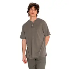 CAT - Polera Manga Corta Hombre Burnout S/S Henley Verde