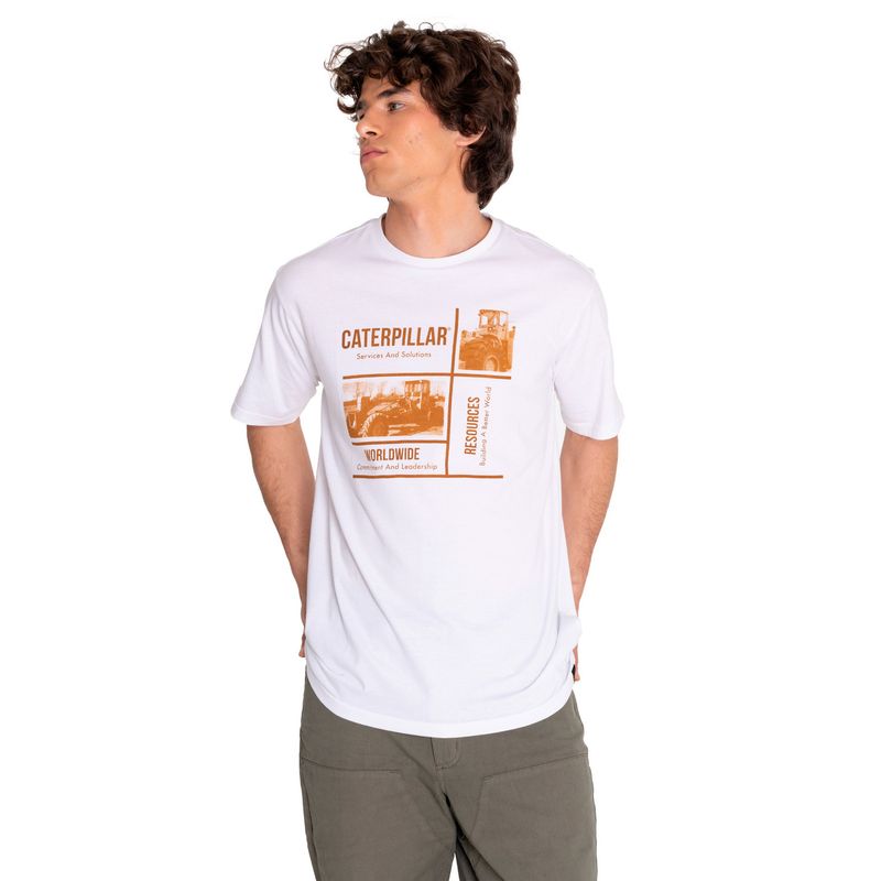 CAT - Polera Manga Corta Hombre His Traditi Graph7 Blanco CAT